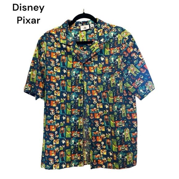 Disney Parks Pixar Characters Button-Down Short Sleeve Shirt Mens medium - Picture 4 of 9